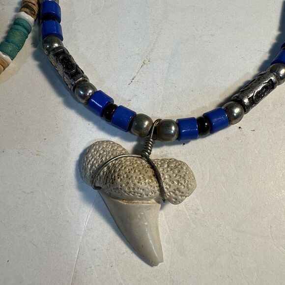 Shark Tooth Pendant Beaded Necklaces Bundle Of Three (3) 1@18” 2@16” Used Fair - Picture 6 of 12